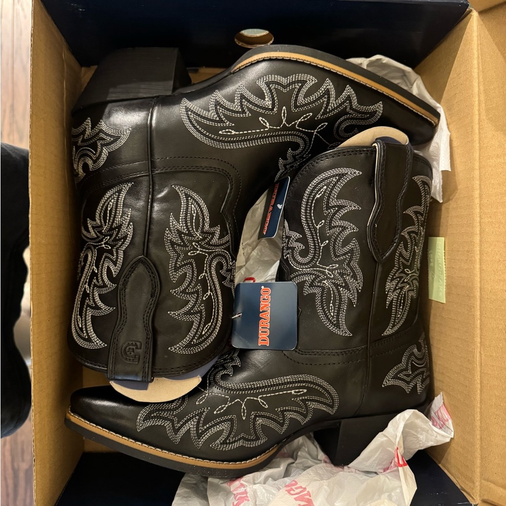 Durango Black Embroidered Western Boots
